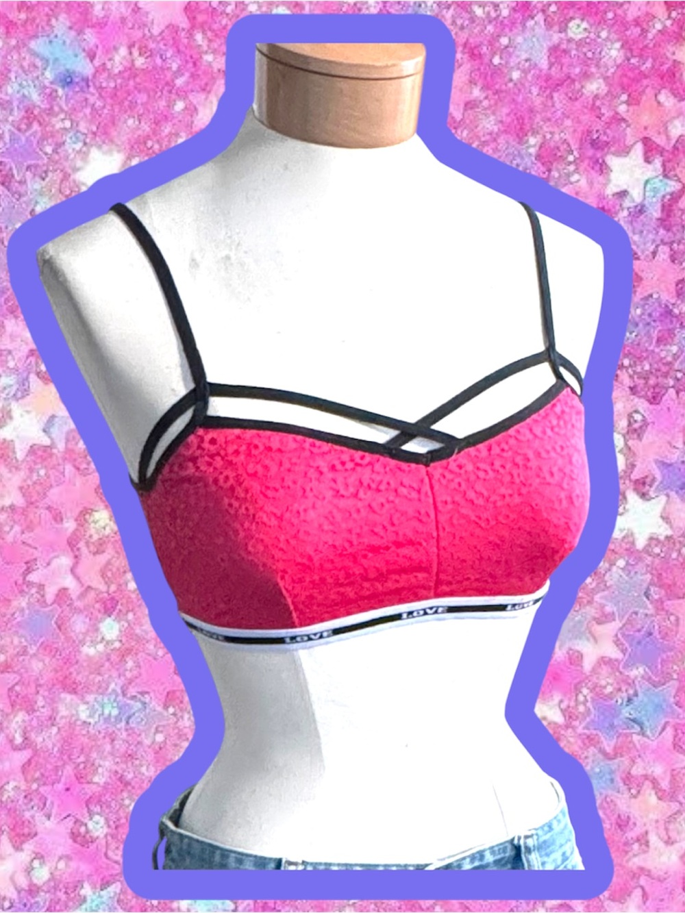 Tarea lace love pink bralette bra sports bra S M crop top Victoria’s Secret Y2K